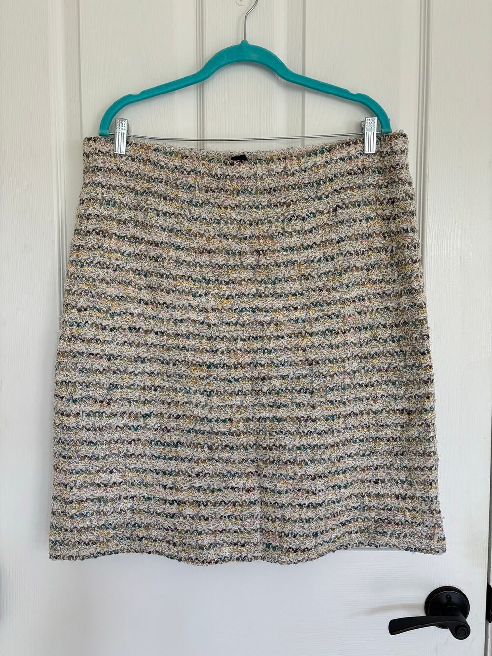 NWT St. John Eyelash Tweed Skirt Size XL Elastic Waist Midi